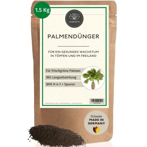 Bio Palmendünger Langzeit 1.5 Kg Granulat - 100% Langzeitdünger - Palmendünger Hanfpalme - Freilandpalmendünger für draußen und im Garten - Dünger für Palmen - Palmen Dünger