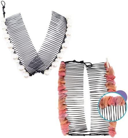 Try Me Pack (2-Pack) - Hair Combs for Thick or Nature Hair - Comfortable all-day hold for updo hairstyles (Pearl & Peach)