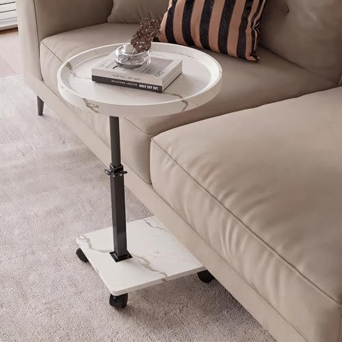 Ztexkee Beistelltisch mit Rollen, Beistelltisch Höhenverstellbar...
