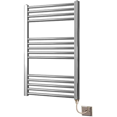Greenedhouse 400w x 800h Electric Straight Heated Chrome Towel Rail Cover