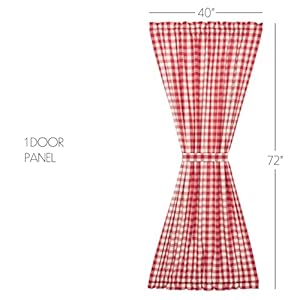 VHC Brands Annie Buffalo Check Cotton Farmhouse Curtains Rod Pocket Tie Back(s) Door Panel, 72x40, Red VHC Brands Annie Buffalo Check Cotton Farmhouse Curtains Rod Pocket Tie Backs Door Panel 72×40 Red