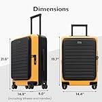 LEVEL8 Top Opening Carry on Luggage Hardshell, Large Suitcases with Wheels Airline Approved, Expandable Luggage with Spinner Wheel for Men Women, 20 Inch, Yellow - Image 2