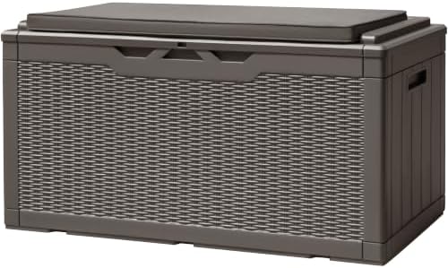 Devoko 100 Gallon Deck Box Waterproof Outdoor Storage Box with Cu...