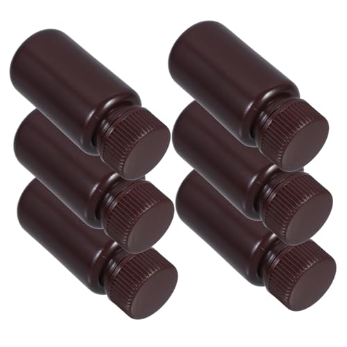 CHILDWEET 6pcs Laboratory Reagent Bottle Storage Containers Reagent Vials Reagent Containers Lab Reagent Bottle Sample Bottles Chemical Reagent Bottles Laboratory Bottles Plastic Dark Brown