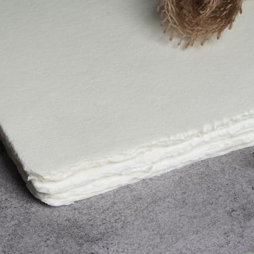 Image of Pzyvelines- 50 Sheets of Watercolor Paper of 150 GSM - Virgin Cotton - Handmade Paper with Deckle Edges - 12X8 Inches (30X20 cm)- White Toned