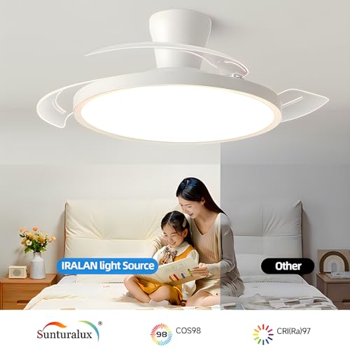 Ventilateur de plafond LED télécommande plafonnier réversible et discret