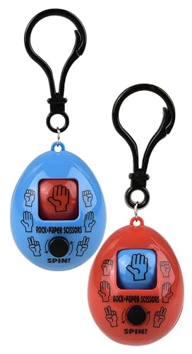 Set of 2 Rock, Paper, Scissors, Shoot Fidget Toy with Keyring - Mini Game Spinner (Set of 2 Fidgets)