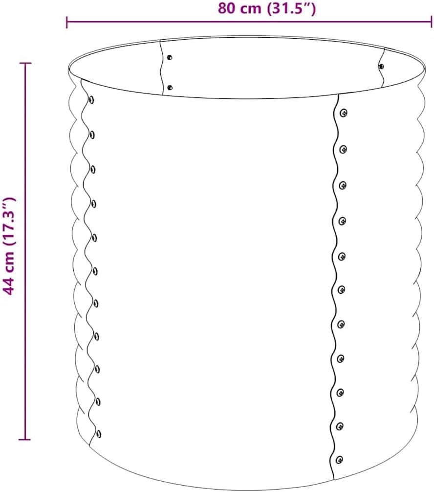 vidaXL Galvanized Steel Garden Raised Bed 31.5X31.5X31.9 in Outdoor Planter Patio Decoration Durable Grey Metal Planters Cylindrical Flower Pot Plant Stand Box Plants and for Veggies Modern Decor