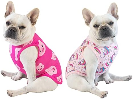 CuteBone Dog Shirts 2-Pack Soft Pet Clothes Breathable Summer Vest for Small Puppy and Stretchy Cat Apparel 2BX09S