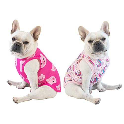 Image of CuteBone Dog Shirts 2-Pack Soft Pet Clothes Breathable Summer Vest for Small Puppy and Stretchy Cat Apparel