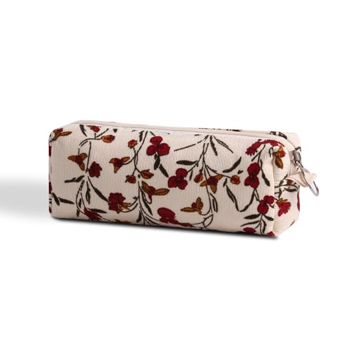 Image of Pencil Case Pen Case Office College School Storage Bag Pouch Holder Box Organizer Makeup Pouch Cosmetic Bag Aesthetic floral flower Cute Pencil Case for Girls Boys Kids (Beige wind flower)