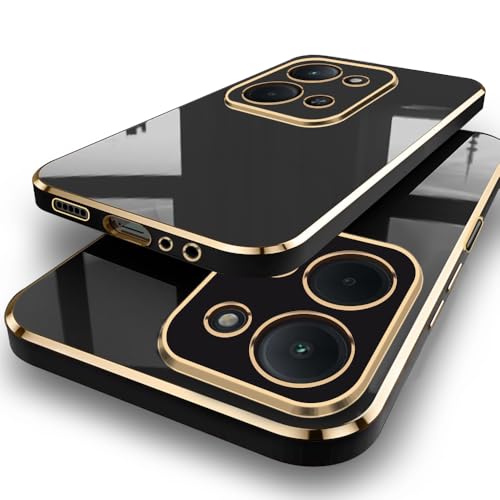 Image of TheGiftKart Luxurious Golden-Plated Back Cover Case for Mi Redmi 15C 5G | Raised Lips for Camera & Screen Protection | Shockproof Design | Stylish Back Cover Case for Redmi 15C 5G (TPU, Black)