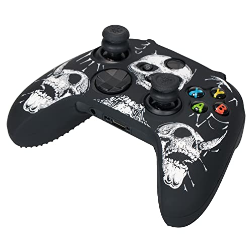 Image of YoRHa Laser Carving Silicone Skin for Xbox Series X /S Controller x 1(Skulls Whitee) with Exclusive Thumb Grips x 8