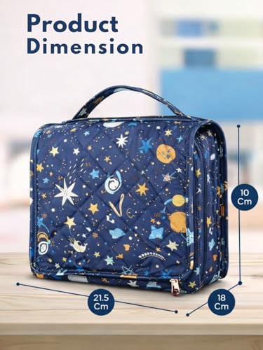 Image of Foldable Travel Kit | Multipurpose All-in-One Compact, Foldable, Durable, Lightweight, Waterproof, Bag | Travel Friendly Pouch Ideal for Diaper, Medicines & Toiletry (Outer Space Print)