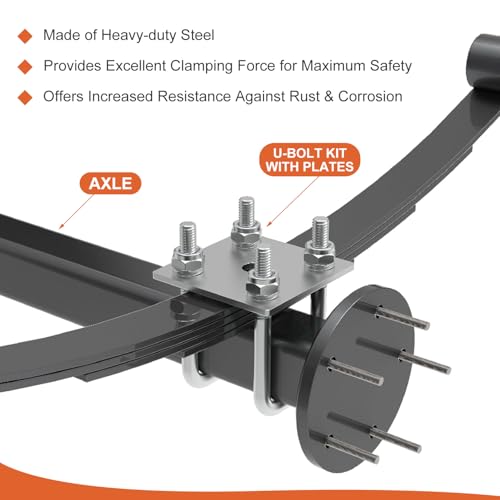 U-Bügel U-Schraube Bügelschraube mit Gewinde M12 50x130mm 2 Sets Quadrat U-Bolzen für Bootsanhänger Hochleistungsstahl Bügelbolzen für Auto Abschleppen Schiffen Reparatur