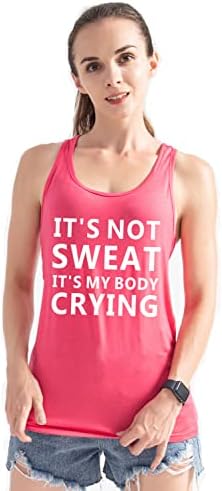 GROWYI Womens Funny Workout Tank Tops Racerback with Saying It's Not Sweat Sport Fitness Gym Sleeveless Shirts for Women (Brightpink, XL)