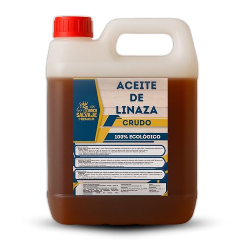 Aceite de Linaza CRUDO para la Madera | Ladrillo, Terrazo, Teja | Nutrición | Protección (5 LITRO) BRICOSALVAJE PREMIUM