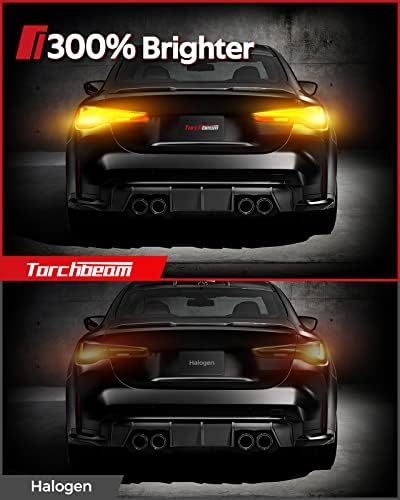 Image of Torchbeam 3157 LED Bulbs for Turn Signal Lights, Yellow Amber 500% Brighter 3156 3056 4057 4157 LED Bulb 57-SMD LED Chipset with Projector Len for Parking Side Marker Brake Blinker Lights, Pack of 2