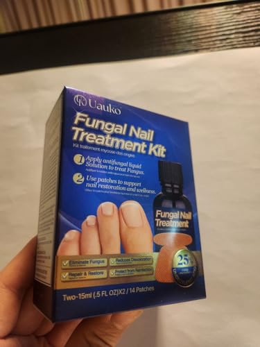 Uauko Toenail Fungus Treatment Kit: Extra Strength 25% Undecylenic Acid Solution & Fungal Nail Renewal Patches - for Toe Nail & Fingernail - Natural Home Care Formula with Tea Tree OilG