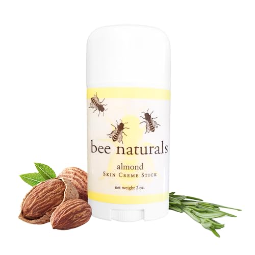 Bee Naturals Skin Cream Stick - Twist up Tube - Solid Form Hand Lotion - Purse Size Travel Container - Smooth, Soothe and Soften Your Hands (Almond)