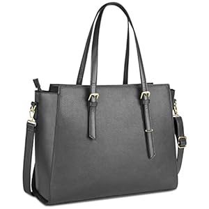NEWHEY Handtasche Damen Shopper Damen Große Grau Gross Laptop Tasche 15.6 Zoll Elegant Leder Umhängetasche für Büro Arbeit Business Schule