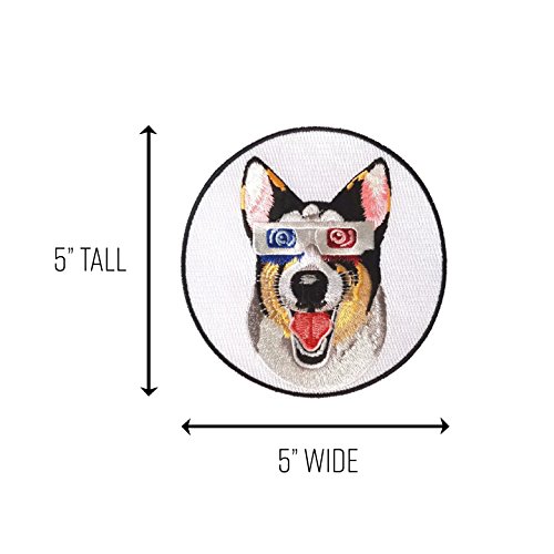 "Corgi 3D" Funny Puppy Dog Wearing 3D Movie Glasses - Iron On Embroidered Patch Applique #TOP1