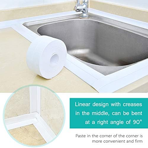 Bathtub Caulk PVC Self Adhesive Tape Waterproof Sealing Tape for Kitchen Bathroom, Toilet, Floor, Bathtub and Wall Sealing Tape3.8cm*3.2m