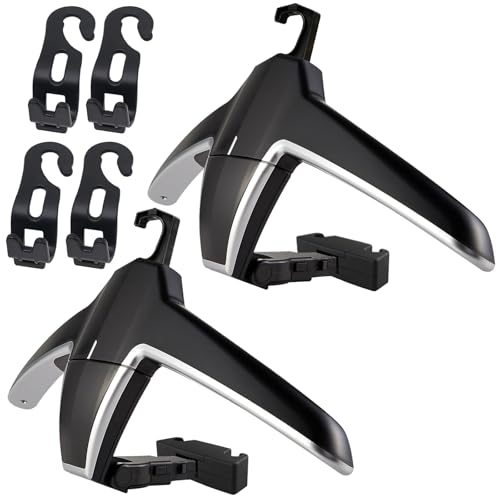 ENGYNC 2 Car Back Seat Headrest Hanger with 4 Car Hooks for Coat, Jacket, Suit, Clothes, Purse, Handbag and Grocery Bags - Multi-Purpose Storage Holder for Automobile