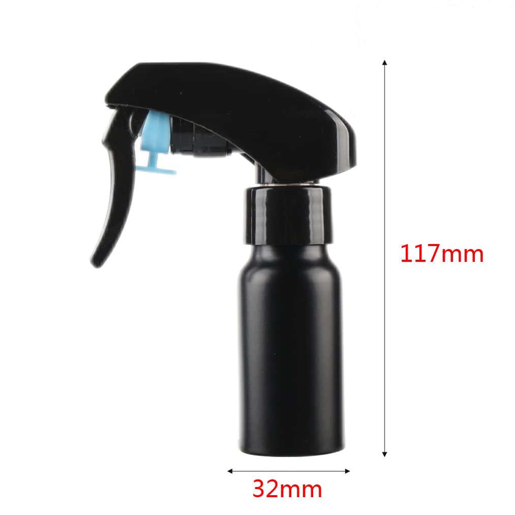 12 Stück 30 ml Leere Aluminium Sprühflasche mit Schwarz Sprühkopf Feinen Nebel Wassersprüher Zerstäuber für Pflanzen Blumen Reinigung Garten Kosmetik Küche Reinigung Friseur, Trichter