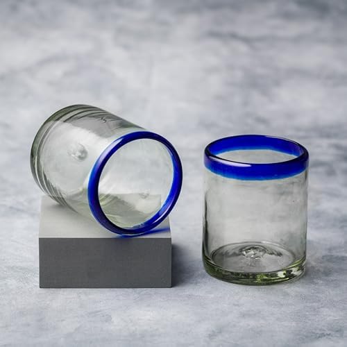 10 Strawberry Street Cobalt Rim DOF Handblown Mexican Glass, Set of 6 - Thumbnail 4