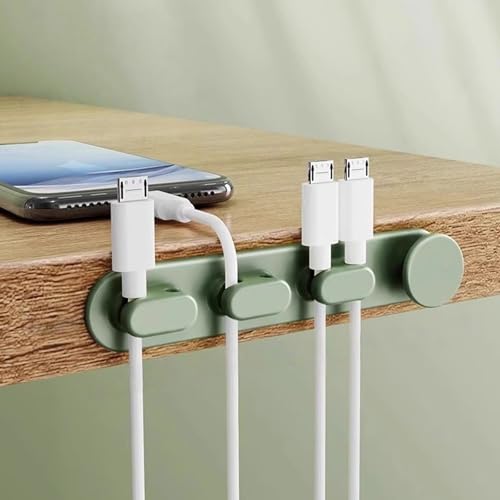 Organizadores de cables adhesivos para debajo del escritorio, clip para gestión de cables para cables de carga y datos miniatura 2