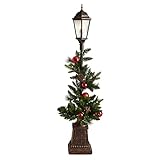 Nearly Natural 5ft. Holiday Decorated Lamp Post with Artificial Christmas Greenery, Ornaments and 50 LED Lights, Indoor Outdoor Patio Porch Décor