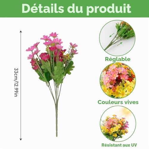 BDHYYM 6 Pcs Fleurs Artificielles Extérieures Fleur Artificiel en Plastique – vue 2