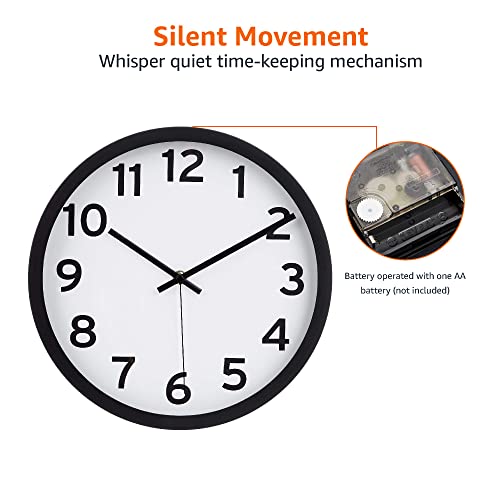 Amazon Basics - Orologio da parete, con numeri