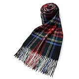 [Vita Natur] ヴィタ・ナトゥール ウール95％カシミヤ5％ カシミヤブレンドウールストール 大判(190cm×60cm) チェック柄（ブラックスチュワート）