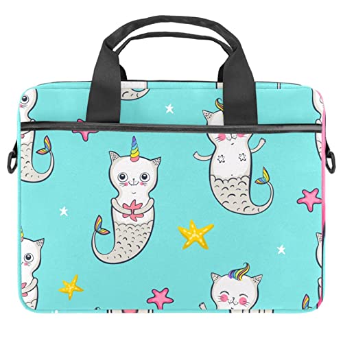 Sac ordinateur portable 14.5 pouces antichoc motif chat sirène féerique