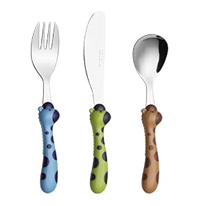 EXZACT Kinderbesteck 3-teilig Edelstahl Giraffe