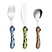 Exzact Posate per Bambini 3 Pezzi in Acciaio Inox/Posate Bimbi - 1 x Forchetta, 1 x Coltelli, 1 x Cucchiai Cena (Giraffa x 3)