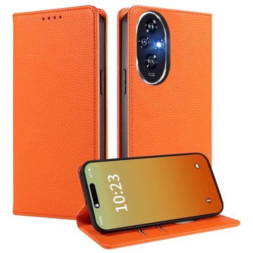 MOJIA Case for Honor 200 Pro, Premium PU Leather Wallet Flip Phone Cover, Card Holder, Orange