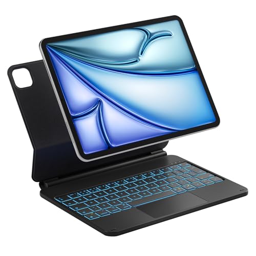 Inateck Magnetic Keyboard Case for iPad Air 11 Inch M4 2026/M3 2025/M2 Air 5/4 Gen 10.9 Inch Magic Keyboard for iPad Pro 11 4/3/2/1 Gen Floating Cantilever Stand 7-Color Backlight with Trackpad