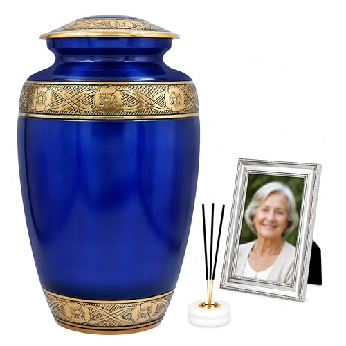 CLEENTABLE Metal Cremation Urn for Human Ashes, Blue