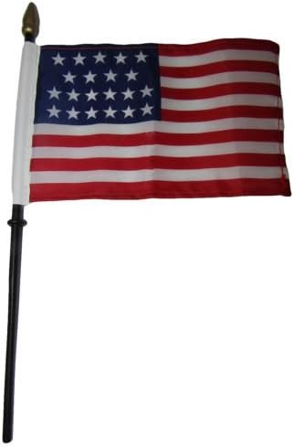 Wholesale 12 21 Star Linear USA 4''x6'' Flag Desk Set Table Wooden Stick Staff - Party Decorations Supplies For Parades - Prime Outside, Garden, Men Cave Decor Flag