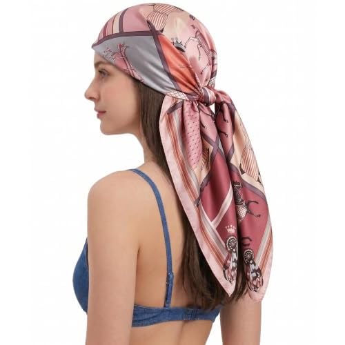 YOUR SMILE Silk Like Scarf Women's Fashion Pattern Large Square Satin Headscarf…