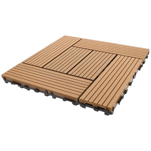HAMPPLIES Balcony Floor Tiles Interlocking Outdoor Deck Tiles With Wood Texture Weather-resistant Patio Flooring For Porch Garden And Exterior Terrace