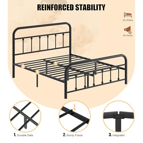 Image of Shintenchi California King Size Square Bed Frame with Headboard and Footboard
