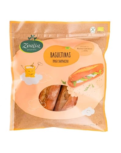 Baguettinas de Trigo Sarraceno Sin Gluten Bio 250g | Panecillos Ecológicos Sin Lactosa | Apto Veganos y Celiacos
