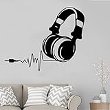 StickerPR DJ Headphones Music Pulse Sign Decals Musical Notes Treble Stave Wall Vinyl Decal Stickers for Kids Rooms Girls Rooms Nursery
