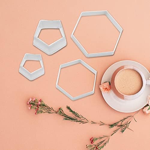 4 Pcs Football Pattern Cookie Cutters Plastic Soccer Cake Fondant Cutters Funny Biscuit Cutters Shapes Hexagon Sugarcraft Moulds for Kitchen Boys Kids DIY Desserts Cupcakes Baking Decorating Tools