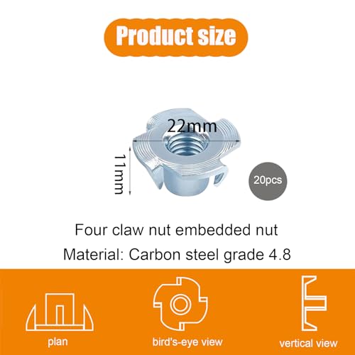 20 Stück M8 Einschlagmutter,Einschlagmuttern,Hülsenmutter,Kohlenstoffstahl,für Einschlagspitzen,GewindehüLsen,Einschraubmutter,Edelstahl,Stellfüße,Einschlaghülse,Einschlagmuffen,Einpressmuttern (M8)