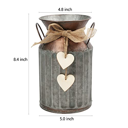 Shabby-Chic-Classy-Designed-Brown-Milk-Can-Heart-Shaped-Galvanized-Finish-Metal-Vase-Country-Rustic-Primitive-Decorative-Flower-Holder-84-H Shabby Chic Classy Designed Brown Milk Can Heart Shaped Galvanized Finish Metal Vase Country Rustic Primitive Decorative Flower Holder 84 H
